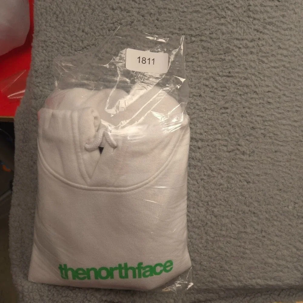 The North‎ Face Hoodie Mens M White Fleece Pullover Back Logo Graphic